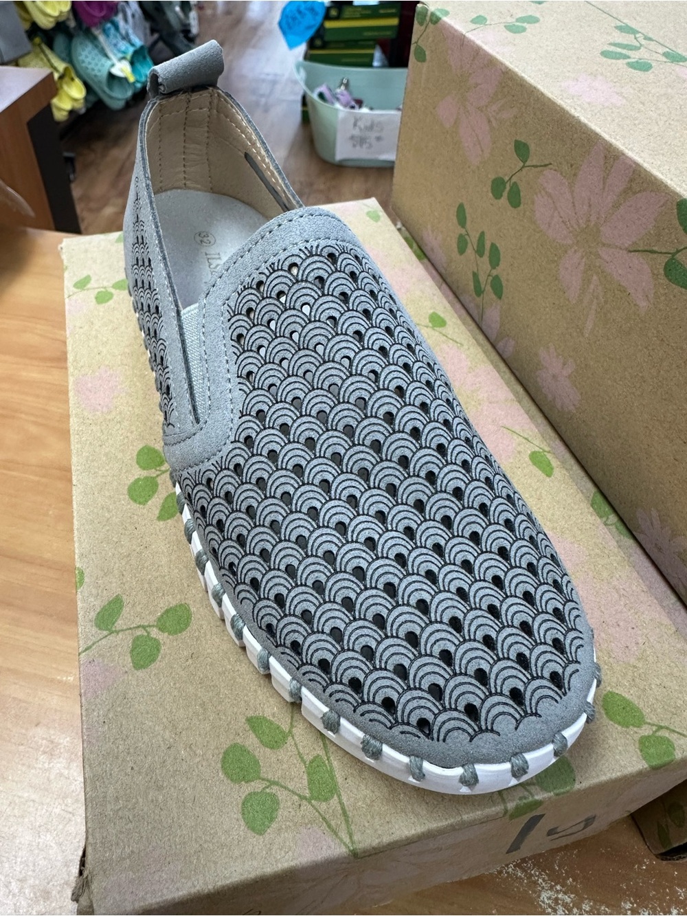 Ilse Jacobsen Grey Patterned Slip-On Loafers